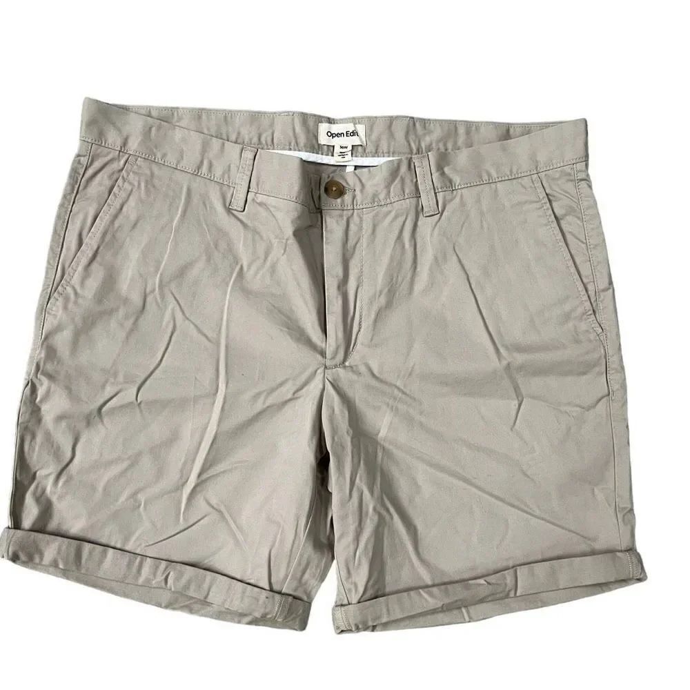Open Edit beige cotton stretch men’s shorts size 36W NWOT